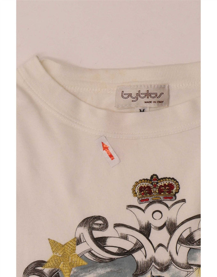 Byblos T-Shirt Graphique Homme Blanc Moyen Coton