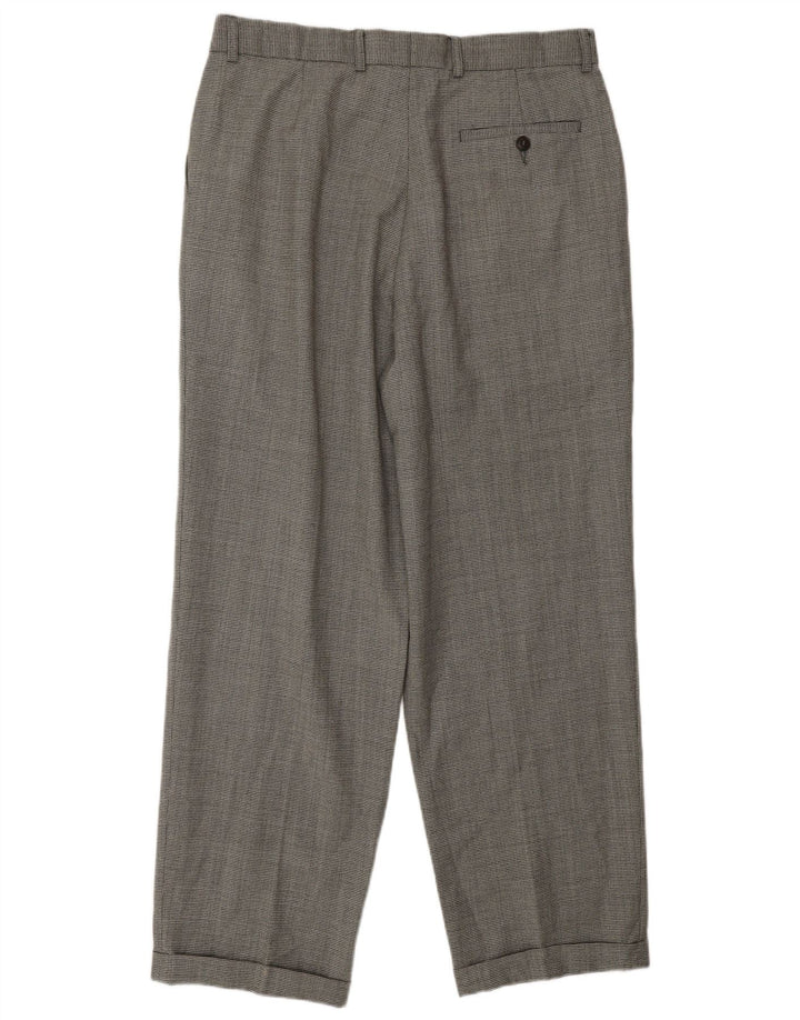 Marks & Spencer Pantalon décontracté pour homme W34 L31 en laine pied-de-poule noire