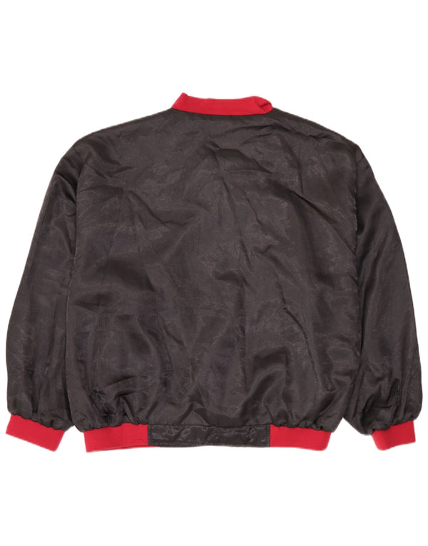 vintage Mens Bomber Jacket UK 38 Medium Black Colourblock Polyamide