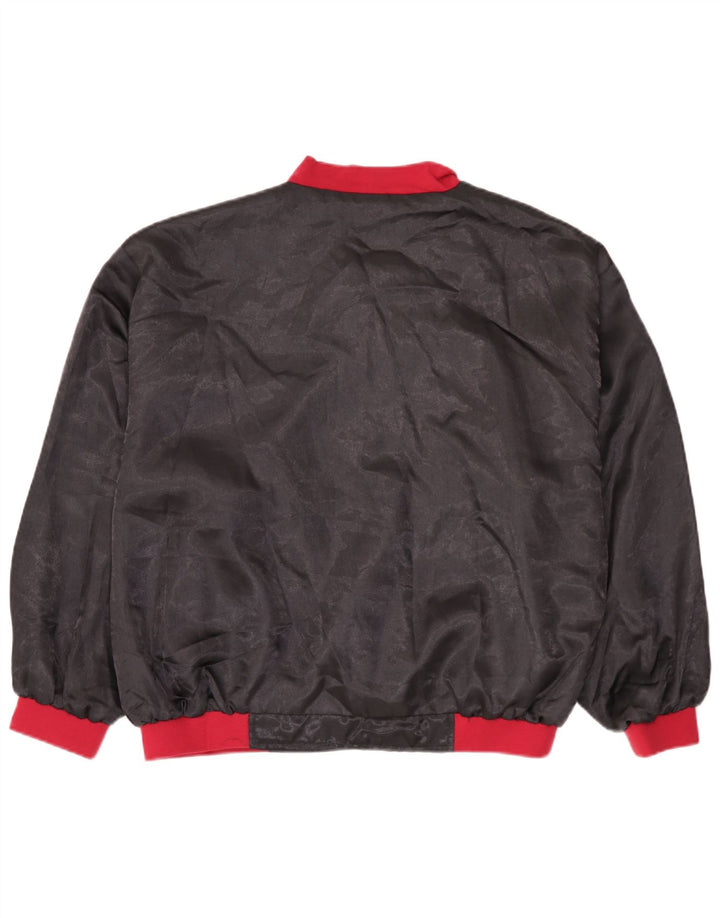 vintage Mens Bomber Jacket UK 38 Medium Black Colourblock Polyamide