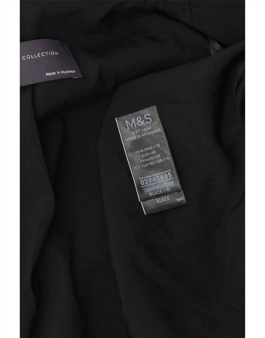 Marks & Spencer Veste blazer ouverte à manches 3/4 pour femme UK 18 XL Noir