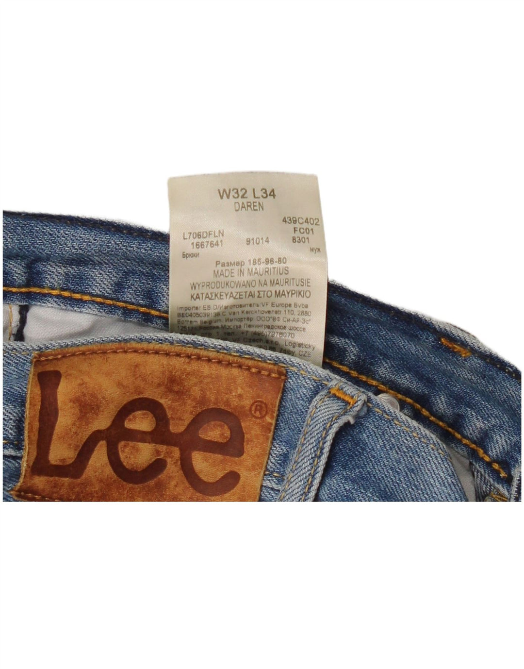 Lee Jean droit Daren W32 L30 homme bleu coton