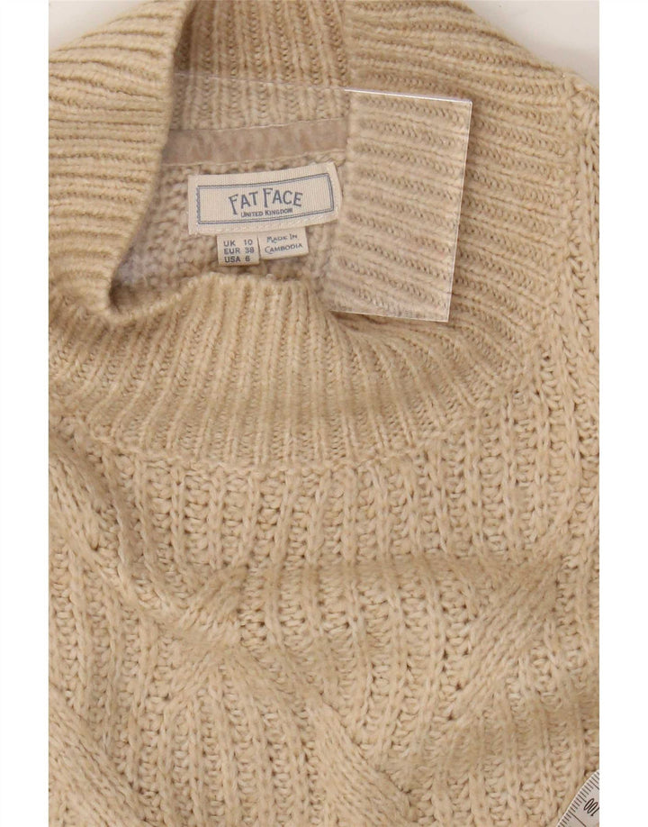 Fat Face Pull surdimensionné à col roulé pour femme UK 10 Petit Beige