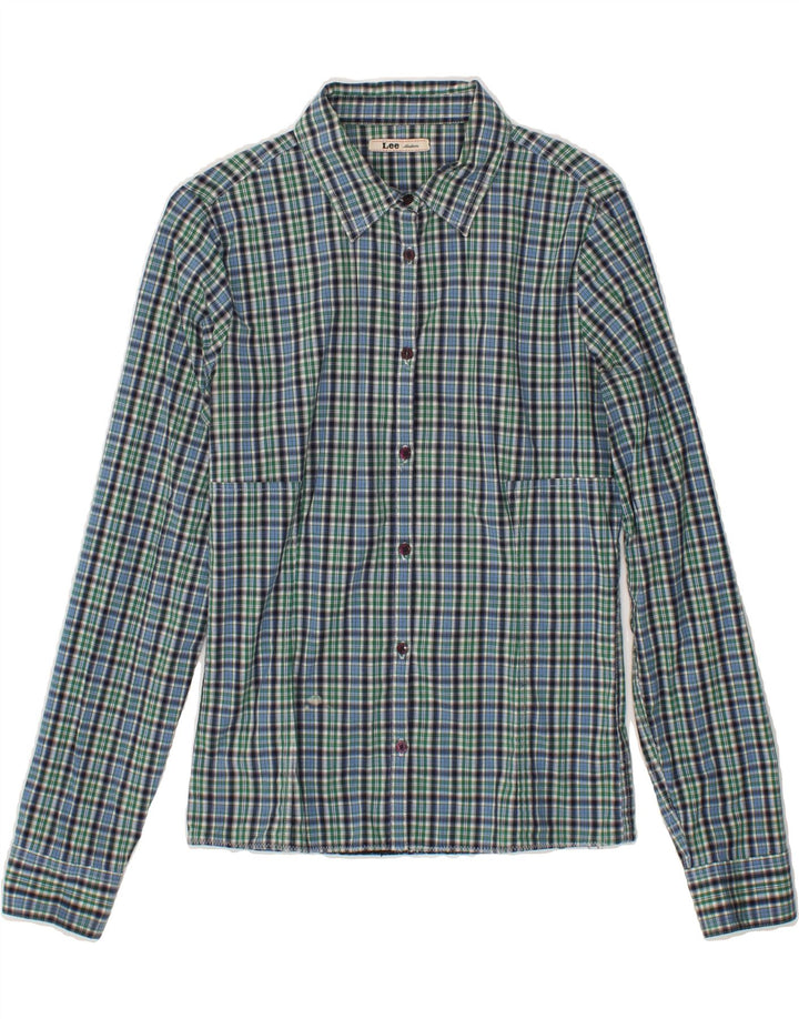 LEE Womens Shirt UK 12 Medium Blue Check Cotton Vintage Lee and Second-Hand Lee from Messina Hembry 
