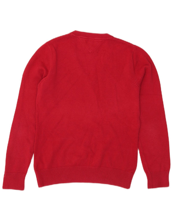 Tommy Hilfiger Pull col en V pour femme UK 14 Grand coton rouge