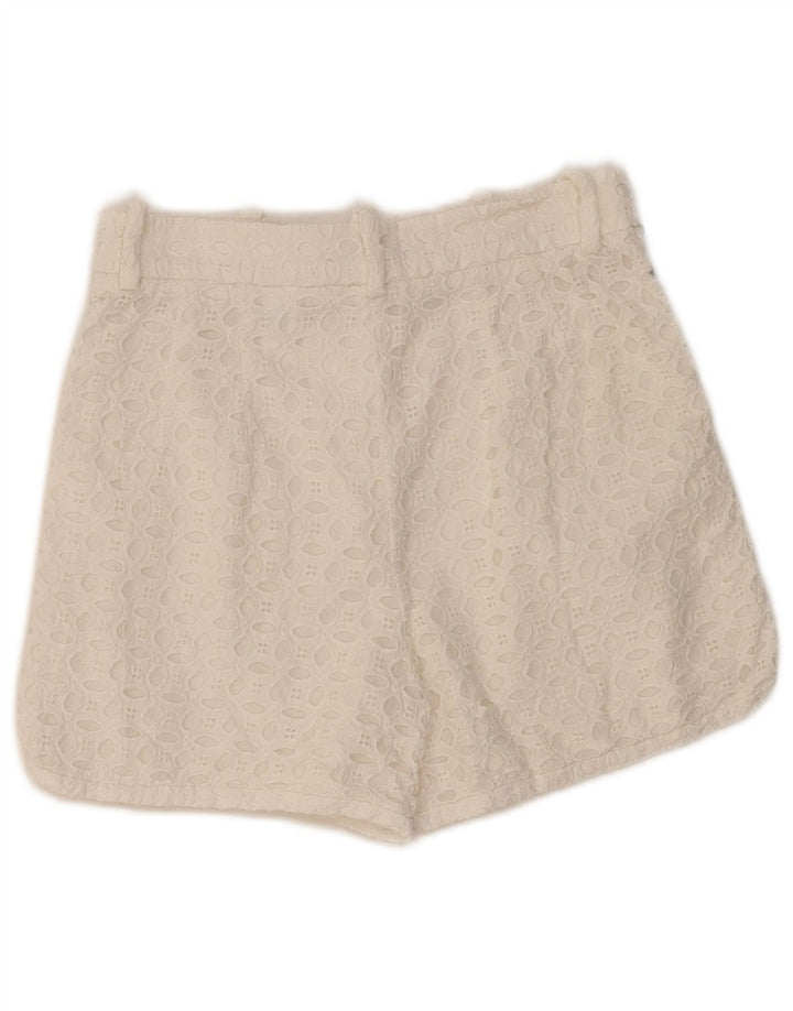 ZARA Short décontracté taille haute pour femme XS W24 Blanc