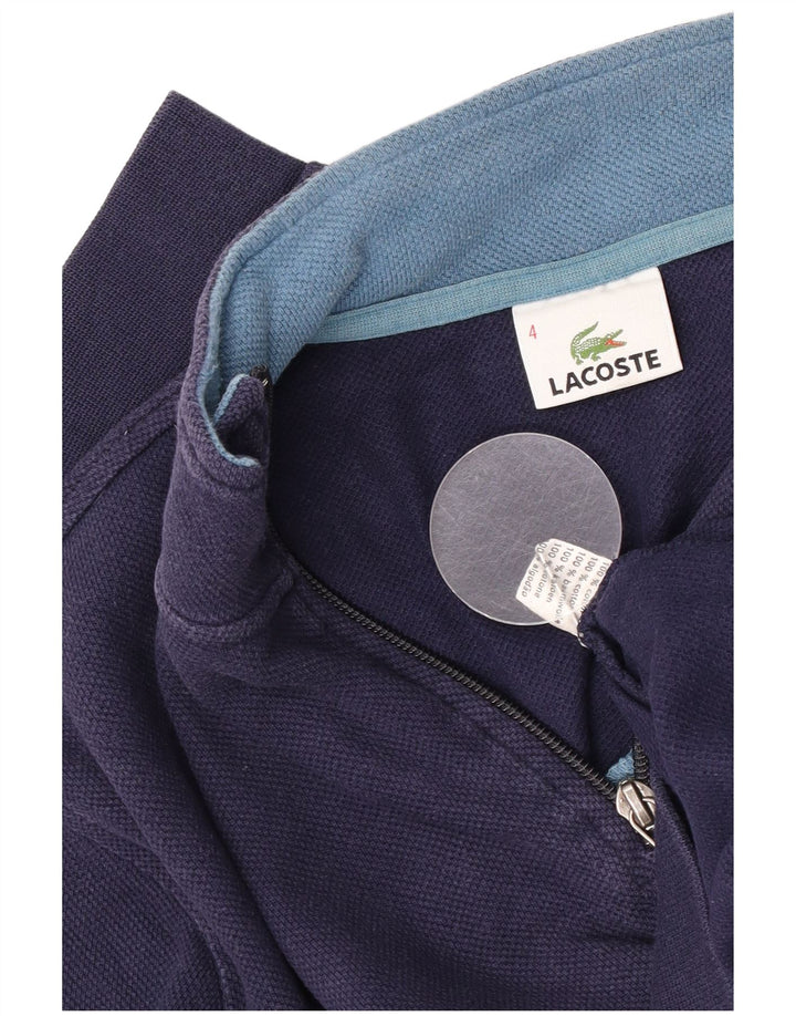 Lacoste Homme Zip Neck Sweatshirt Jumper Taille 4 Moyen Bleu Marine Coton
