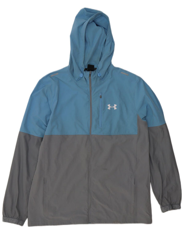 Under Armour Veste de survêtement à capuche pour homme XL Bleu Colorblock Polyester