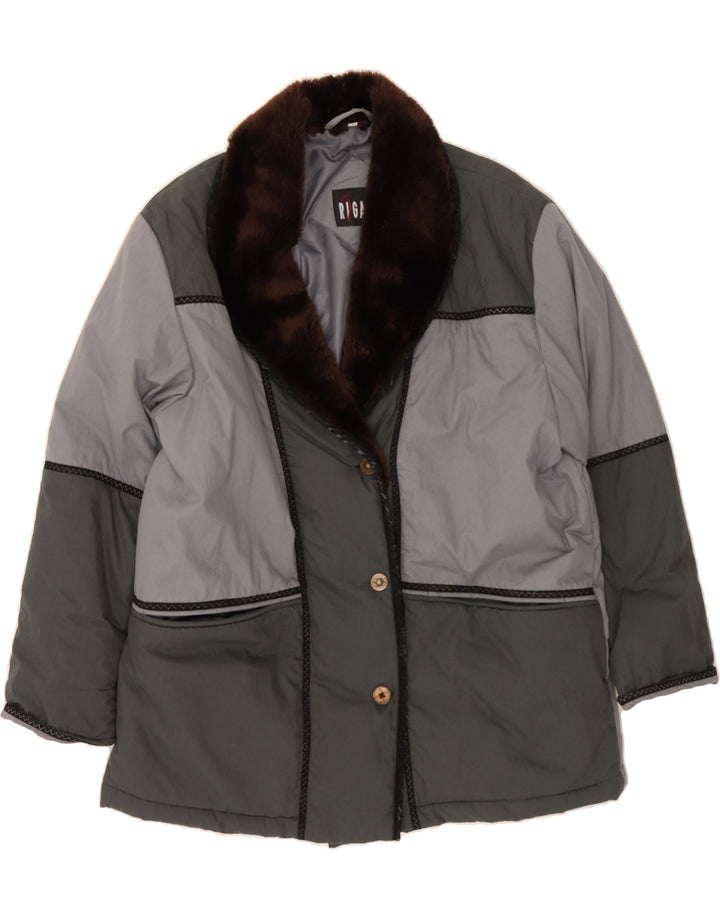 RIGANY Womens Oversized Windbreaker Jacket EU 44 XL Grey Colourblock Vintage Rigany and Second-Hand Rigany from Messina Hembry 