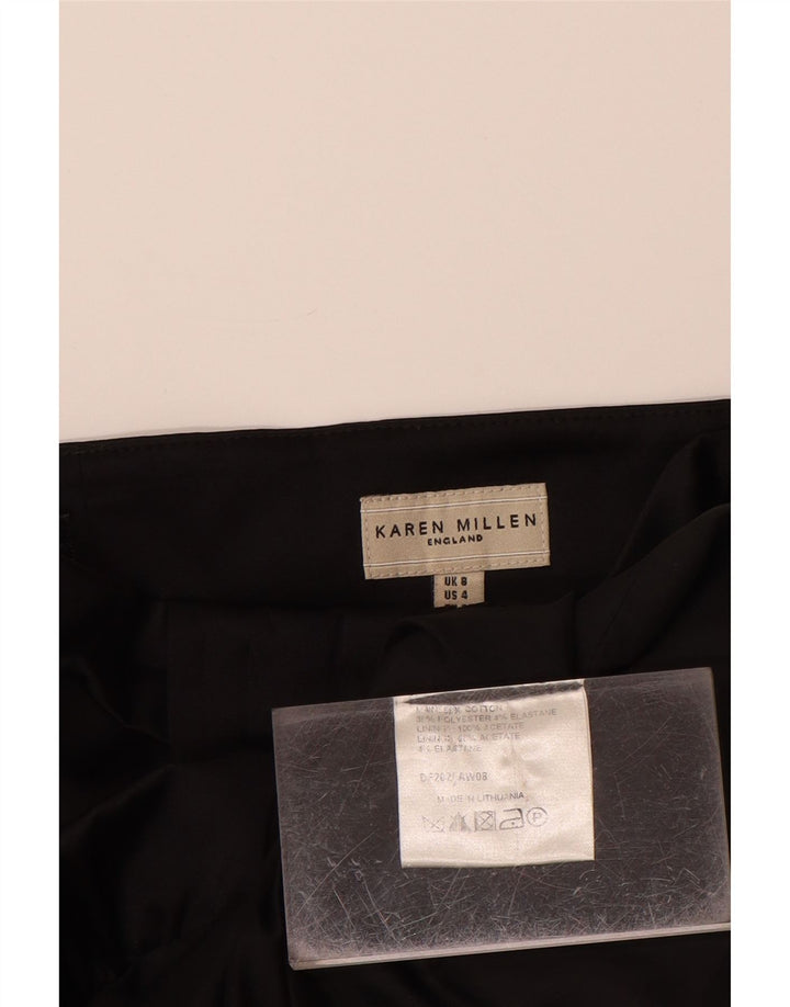 KAREN MILLEN Robe bustier à volants sur le devant pour femme UK 8 Petit coton noir