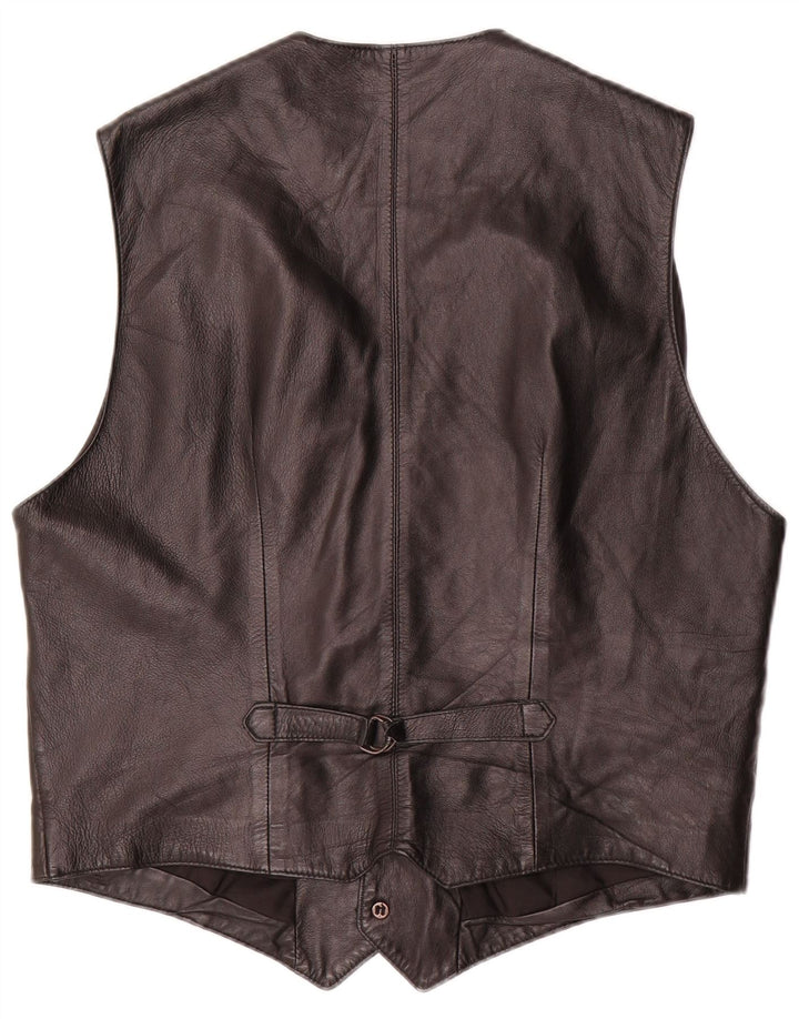 gilet en cuir homme vintage IT 52 Grand cuir noir
