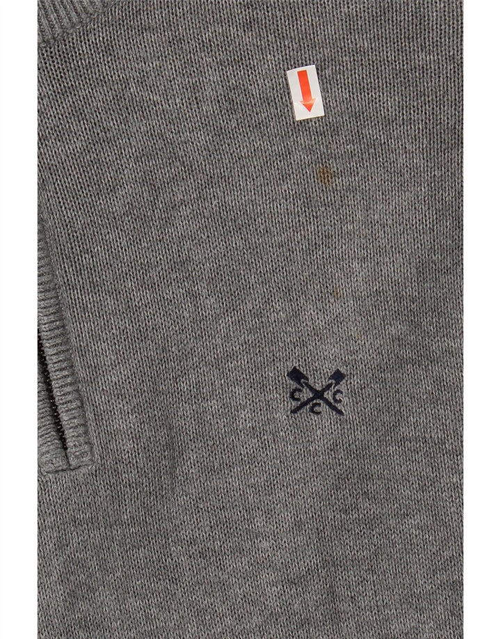Crew Clothing Pull à col zippé pour homme Petit gris en coton
