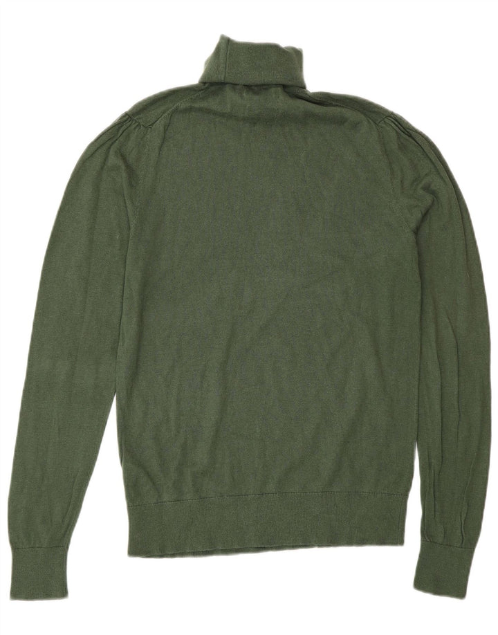 Massimo Dutti Pull col roulé pour femme UK 12 Soie vert moyen