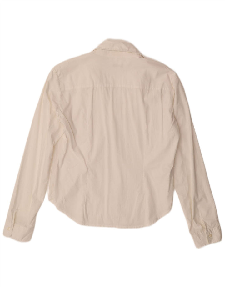 BENETTON Chemise pull femme UK 16 Large Blanc Coton