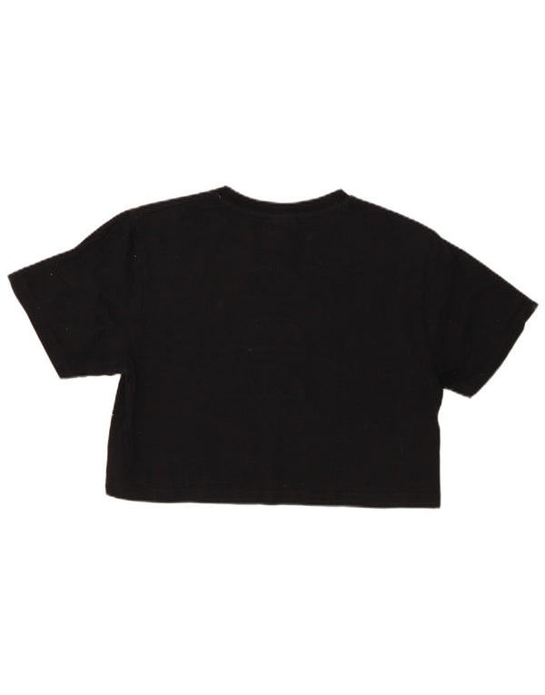Ellesse Womens Crop Graphic T-Shirt Top UK 8 Small Noir Coton