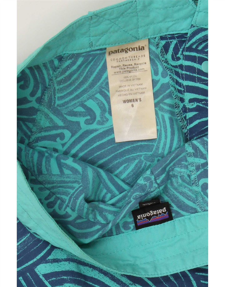 Patagonia Short de bain à motif abstrait pour femme US 6 en nylon bleu moyen