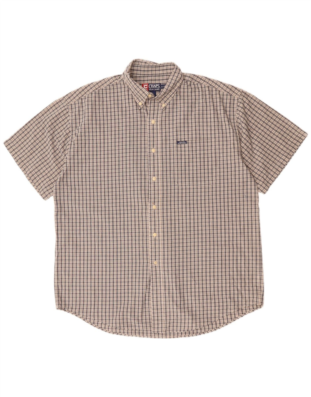 Chaps Ralph Lauren Chemise à manches courtes pour hommes XL Bleu à carreaux en coton