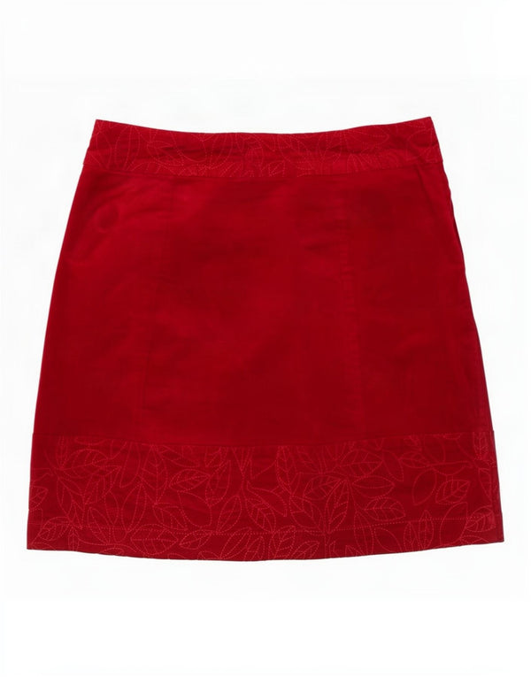 White Stuff Mini-jupe en velours pour femme UK 10 Small W30 Coton floral rouge