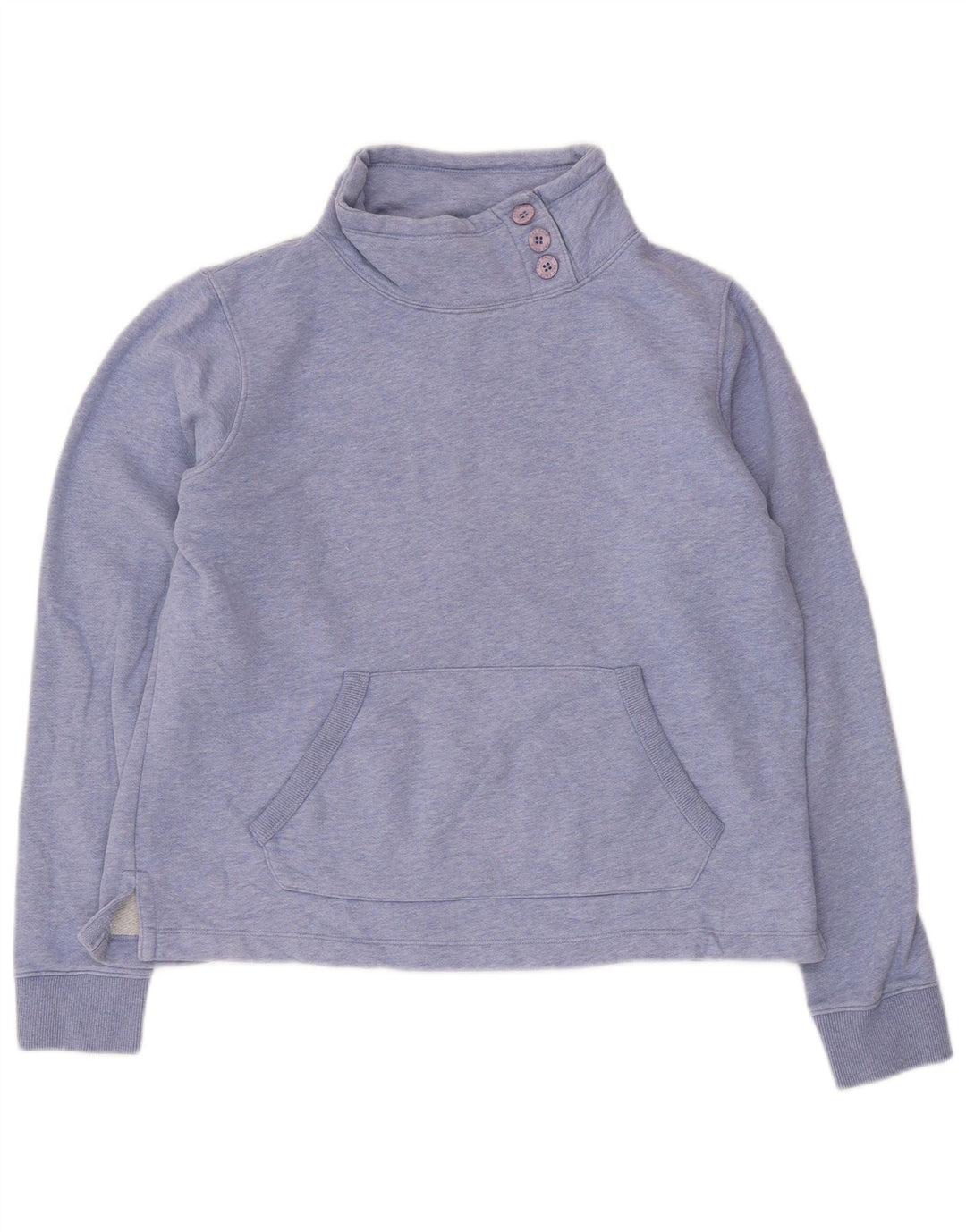 Fat Face Sweat-shirt à col boutonné pour femme UK 12 Bleu moyen Coton