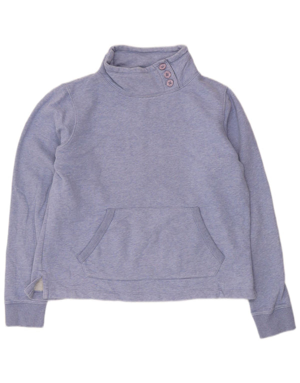 Fat Face Sweat-shirt à col boutonné pour femme UK 12 Bleu moyen Coton