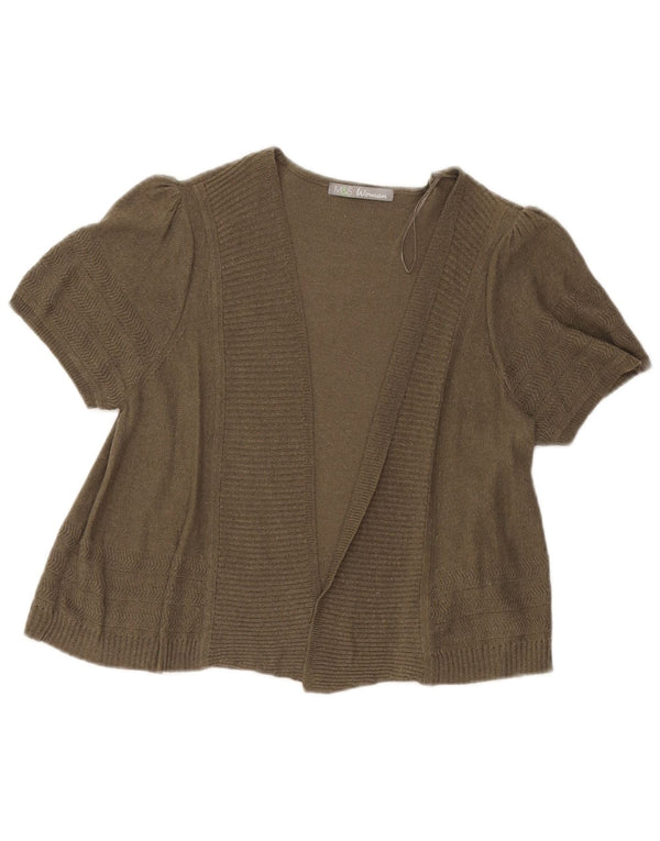 Marks & Spencer Pull cardigan à manches courtes pour femme UK 14 Kaki moyen