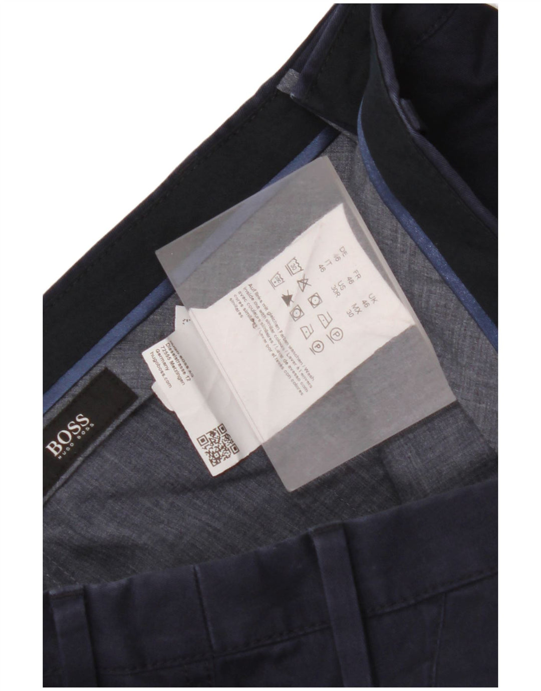HUGO BOSS Pantalon Chino Slim Homme IT 46 Small W32 L32 Bleu Marine Coton