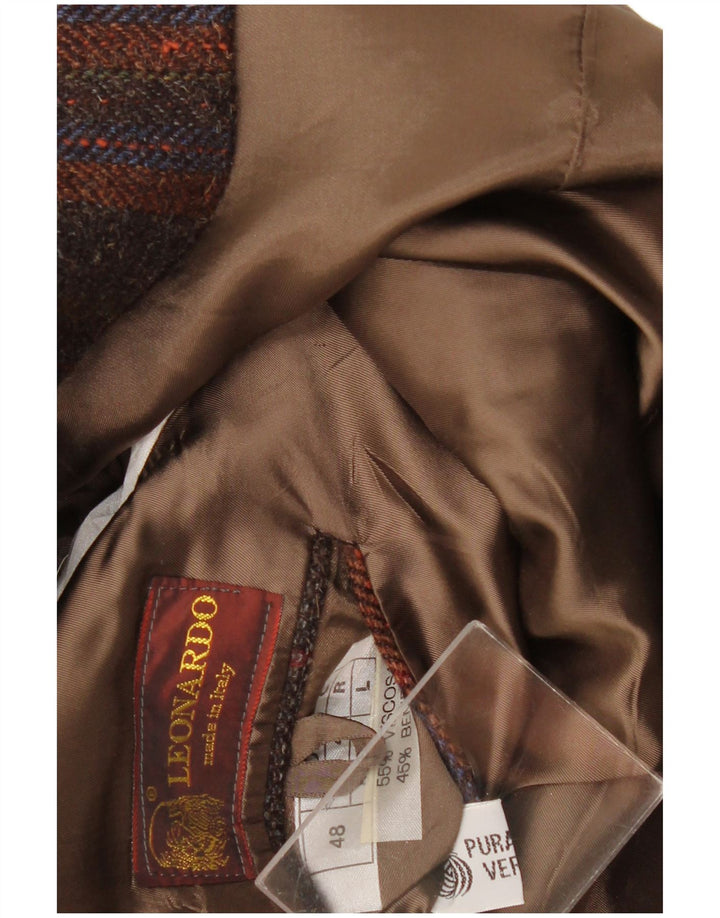 Leonardo Veste Blazer 2 Boutons Homme IT 48 Laine à Carreaux Marron Moyen