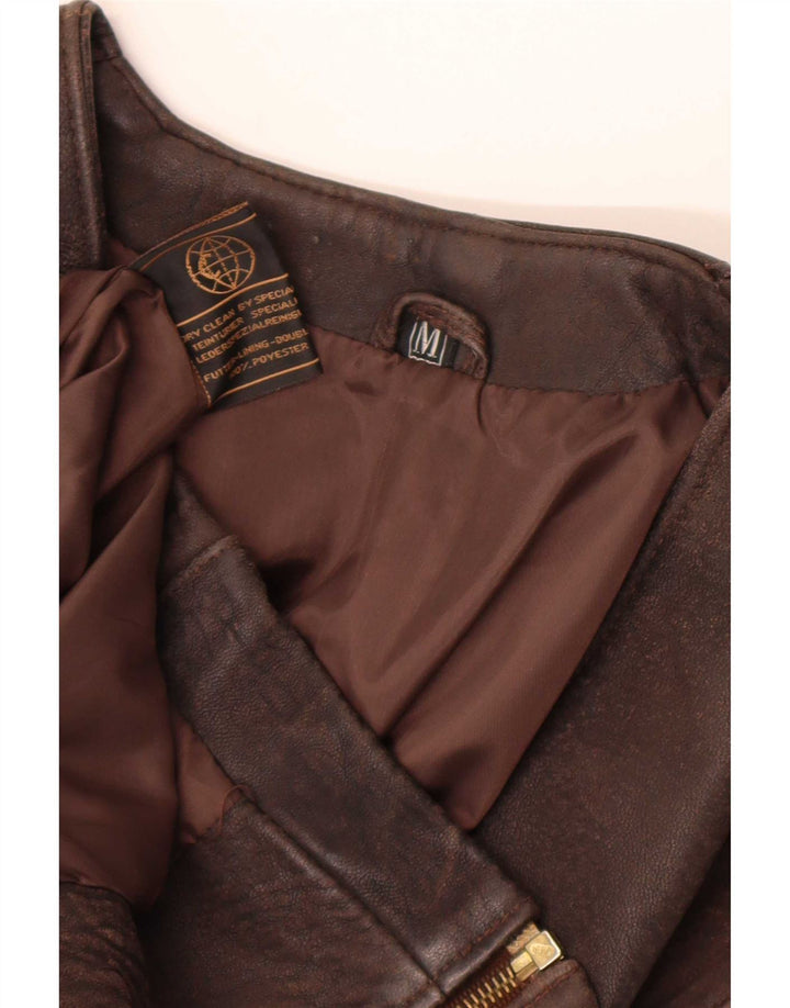 gilet en cuir homme vintage UK 38 Brun moyen