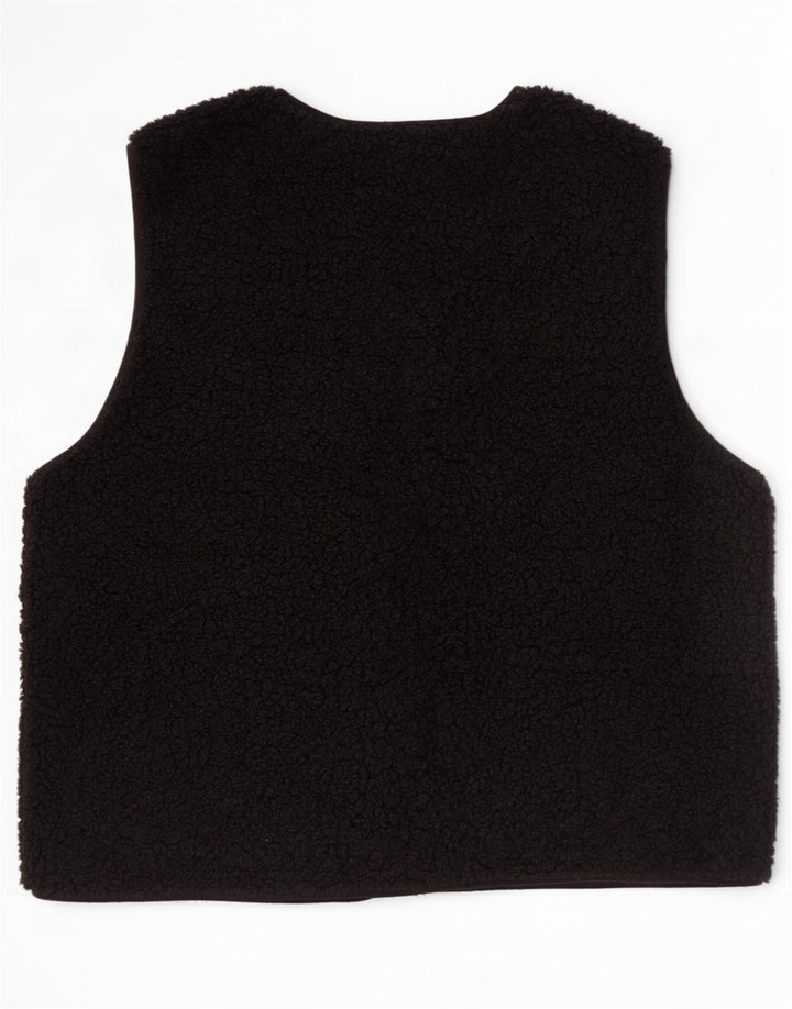 Zara Gilet polaire surdimensionné pour femme UK 10 Small Noir Polyester