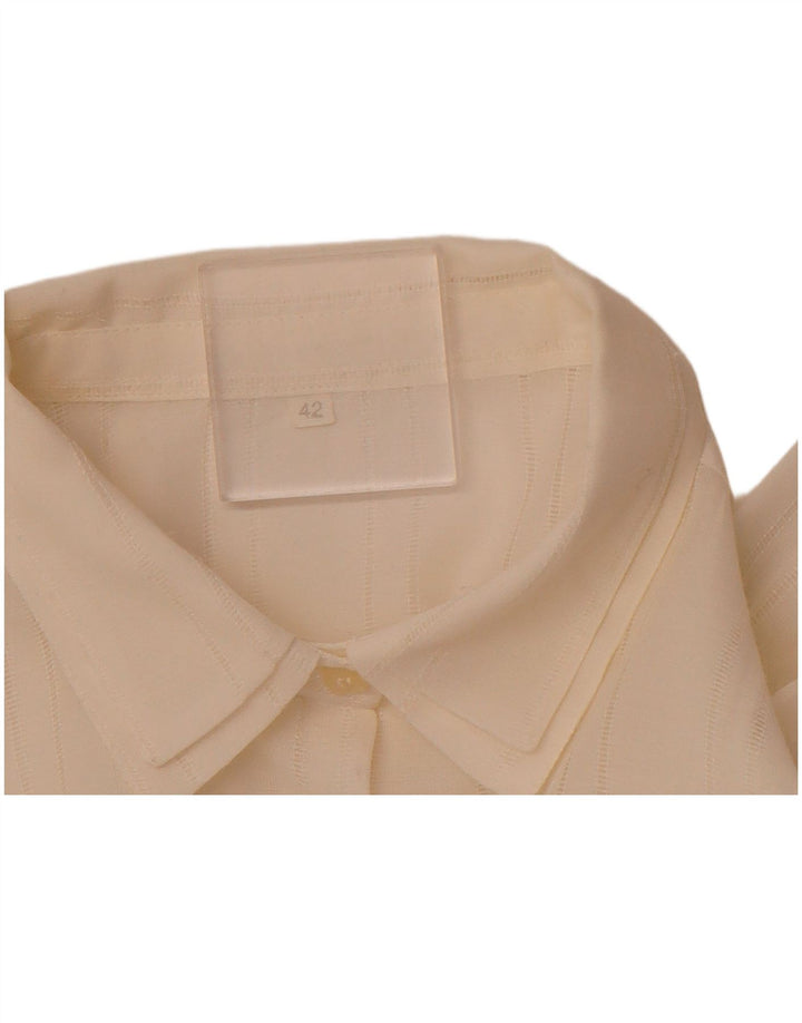 VINTAGE Chemisier Femme IT 42 Medium Off White Rayé