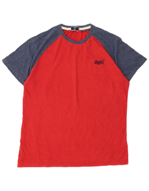 Superdry T-Shirt Homme Top 2XL Rouge Colourblock Coton