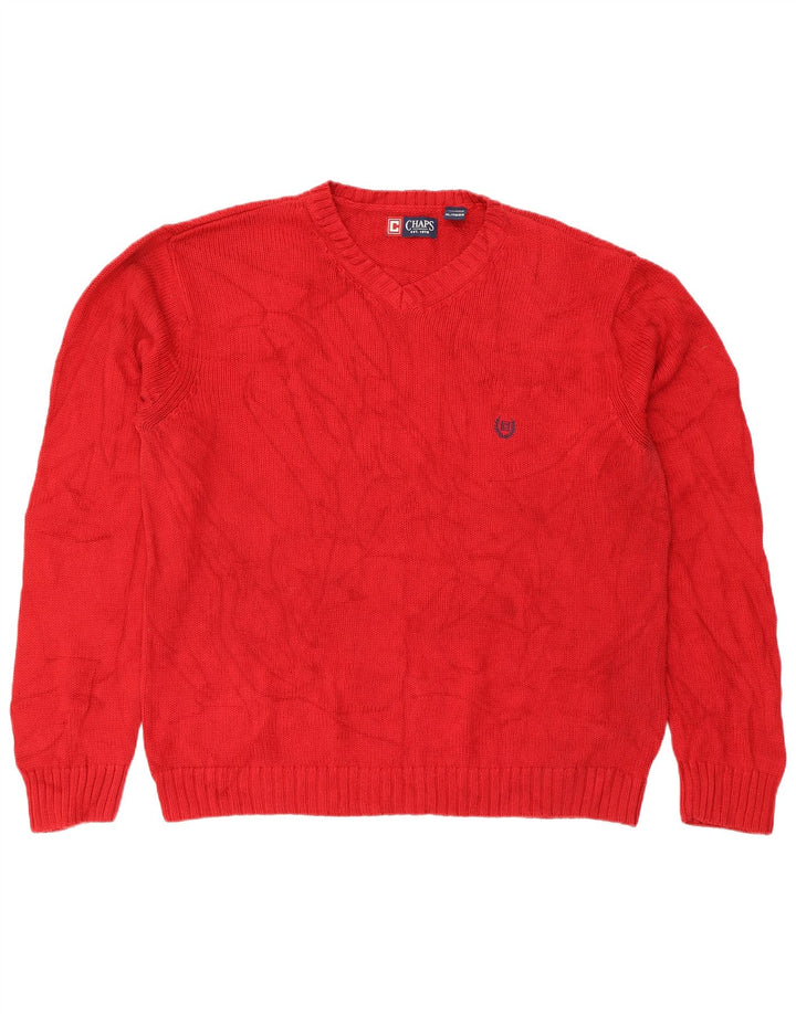 Chaps Pull Homme Coupe Regular Col V Pull XL Rouge Coton
