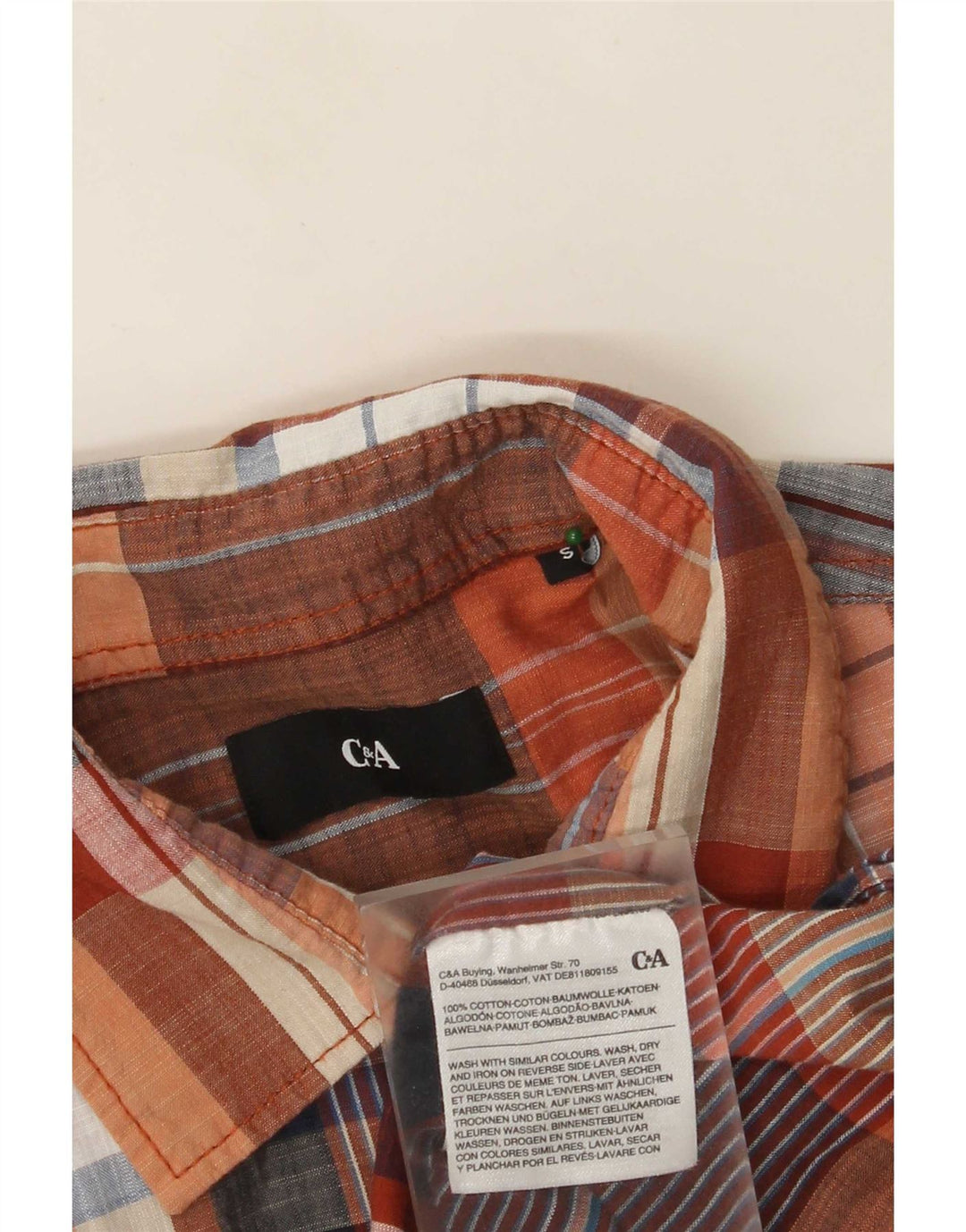 C & A Chemise à Manches Courtes Homme Petit Carreau Multicolore Coton
