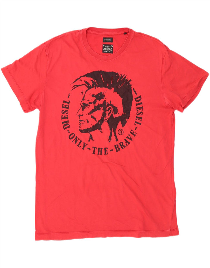 DIESEL T-Shirt Graphique Homme Top 2XL Rouge Coton