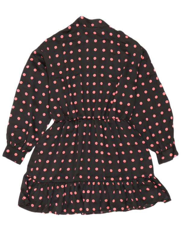Zara Combishort à manches longues pour femme Robe trapèze UK 44 Noir moyen à pois