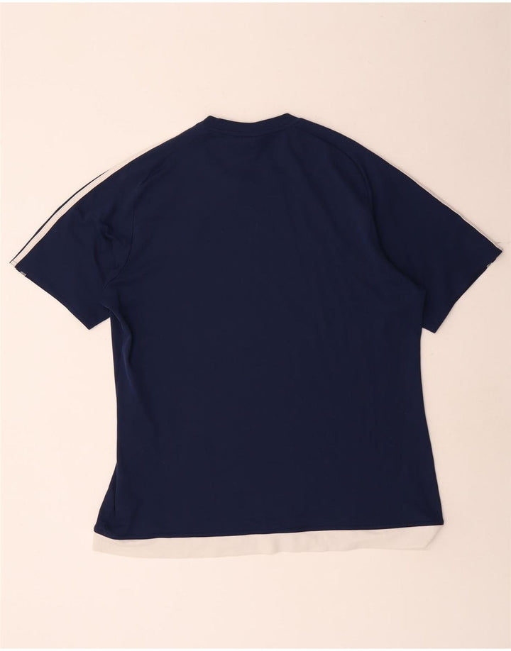 Adidas Hommes Climalite T-Shirt Haut Large Bleu Marine Colorblock Polyester