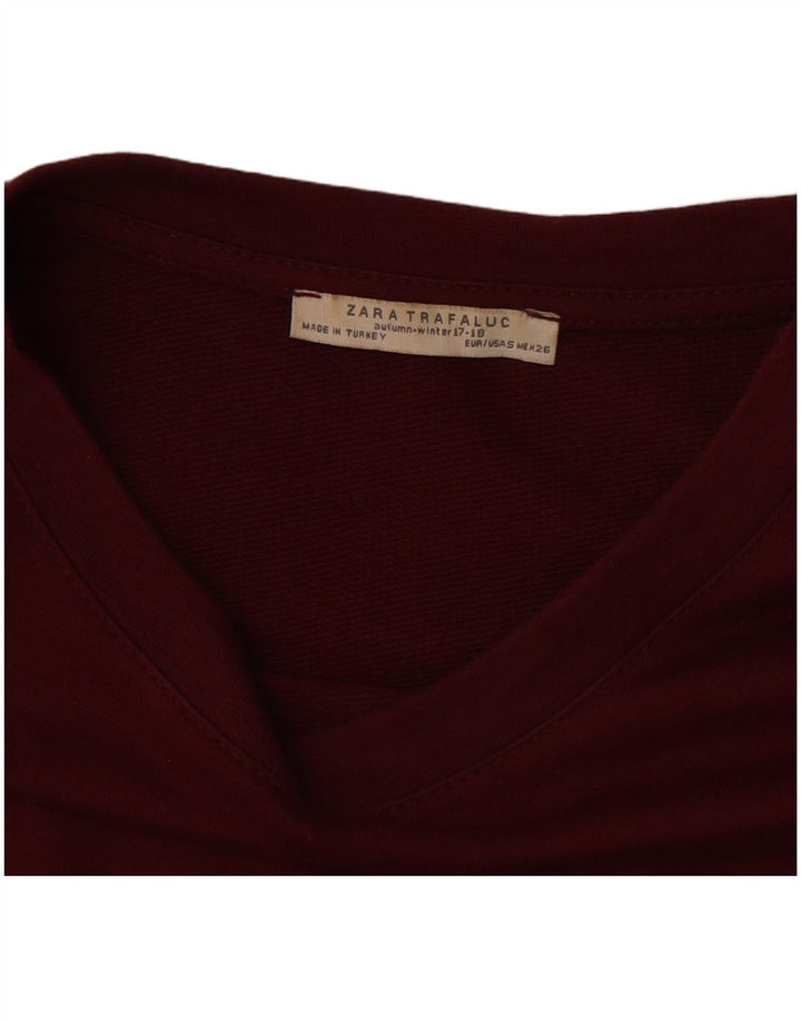 ZARA Chemisier surdimensionné pour femme UK 10 Petit coton bordeaux