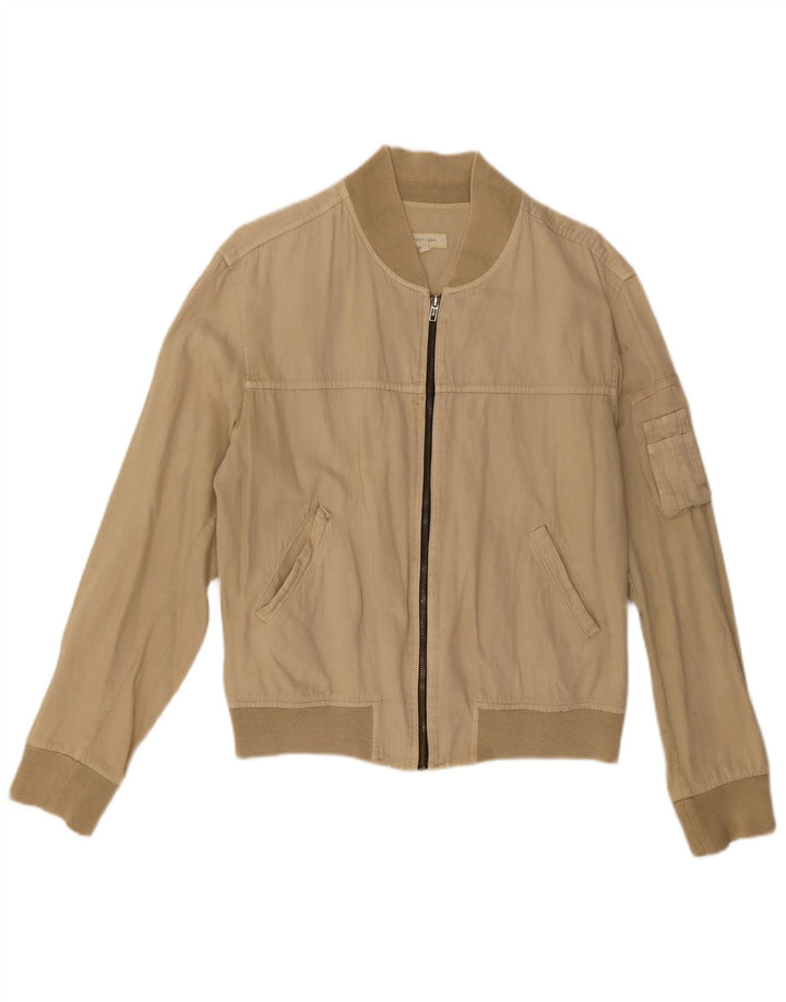 vintage Femme Bomber Jacket UK 16 Grand Coton Beige
