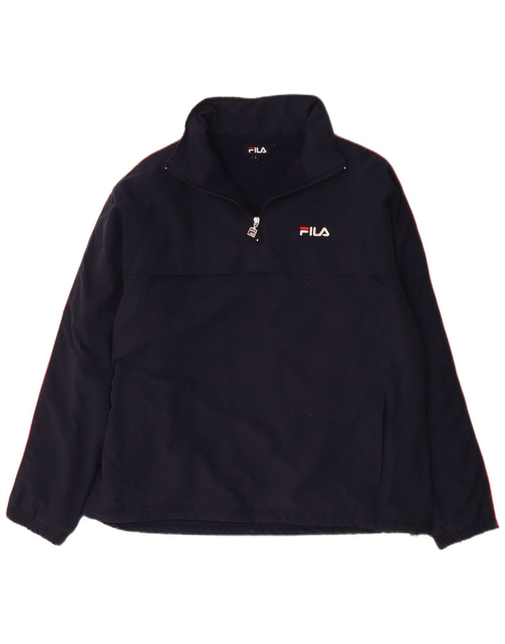 Fila Homme Zip Neck Sweatshirt Jumper Grand Bleu Marine Polyester