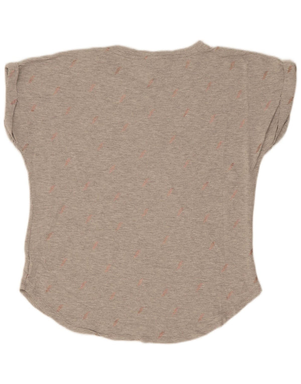 Oasis T-shirt à motif abstrait pour femme UK 44 Viscose mouchetée gris moyen