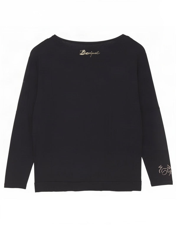 Desigual Haut graphique surdimensionné à manches 3/4 pour femme UK 14 Viscose noir moyen