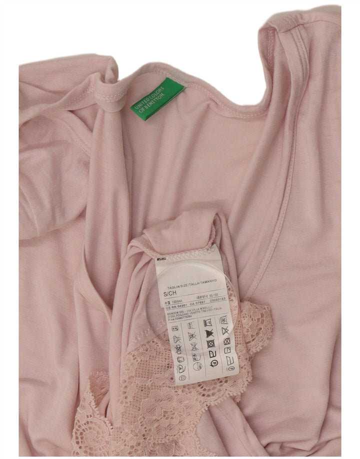 Benetton Robe Droite Femme UK 8 Petite Viscose Rose
