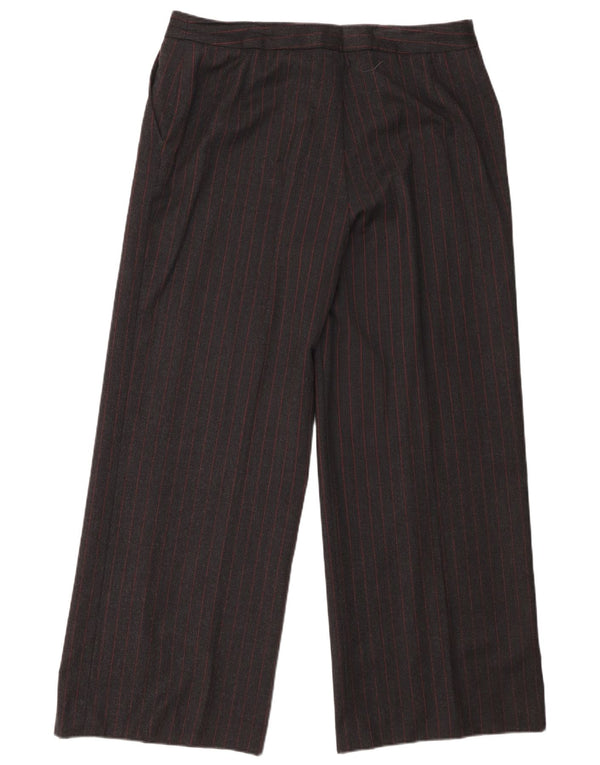 Jaeger Pantalon décontracté à jambe large pour femme UK 16 Large W36 L29 Gris rayé