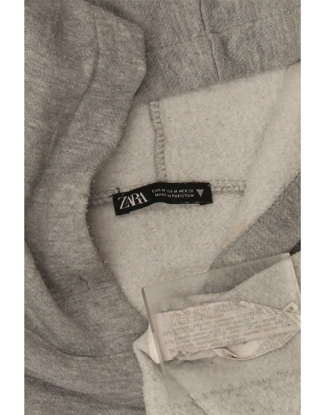 Zara Pull À Capuche Homme Gris Moyen Polyester
