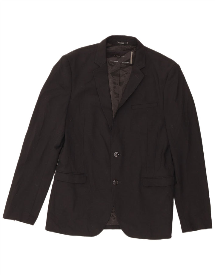 Zara Veste Blazer 2 Boutons Homme EU 52 3XL Noir Polyester