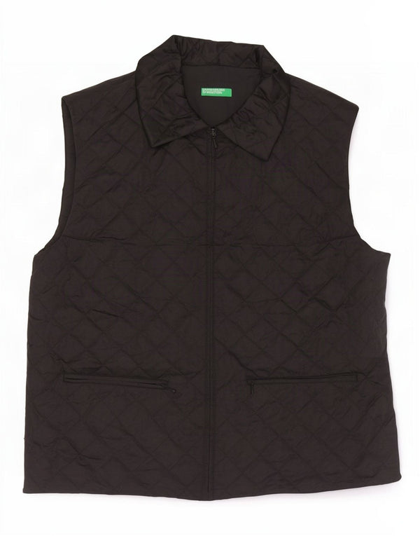 Benetton Gilet matelassé pour femme UK 16 Large Noir Polyamide