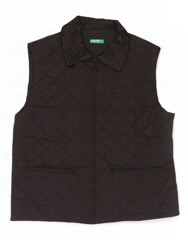 Benetton Gilet matelassé pour femme UK 16 Large Noir Polyamide
