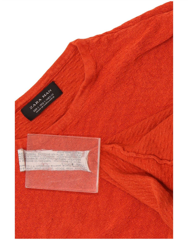 Zara Pull à col rond pour homme Petite viscose orange