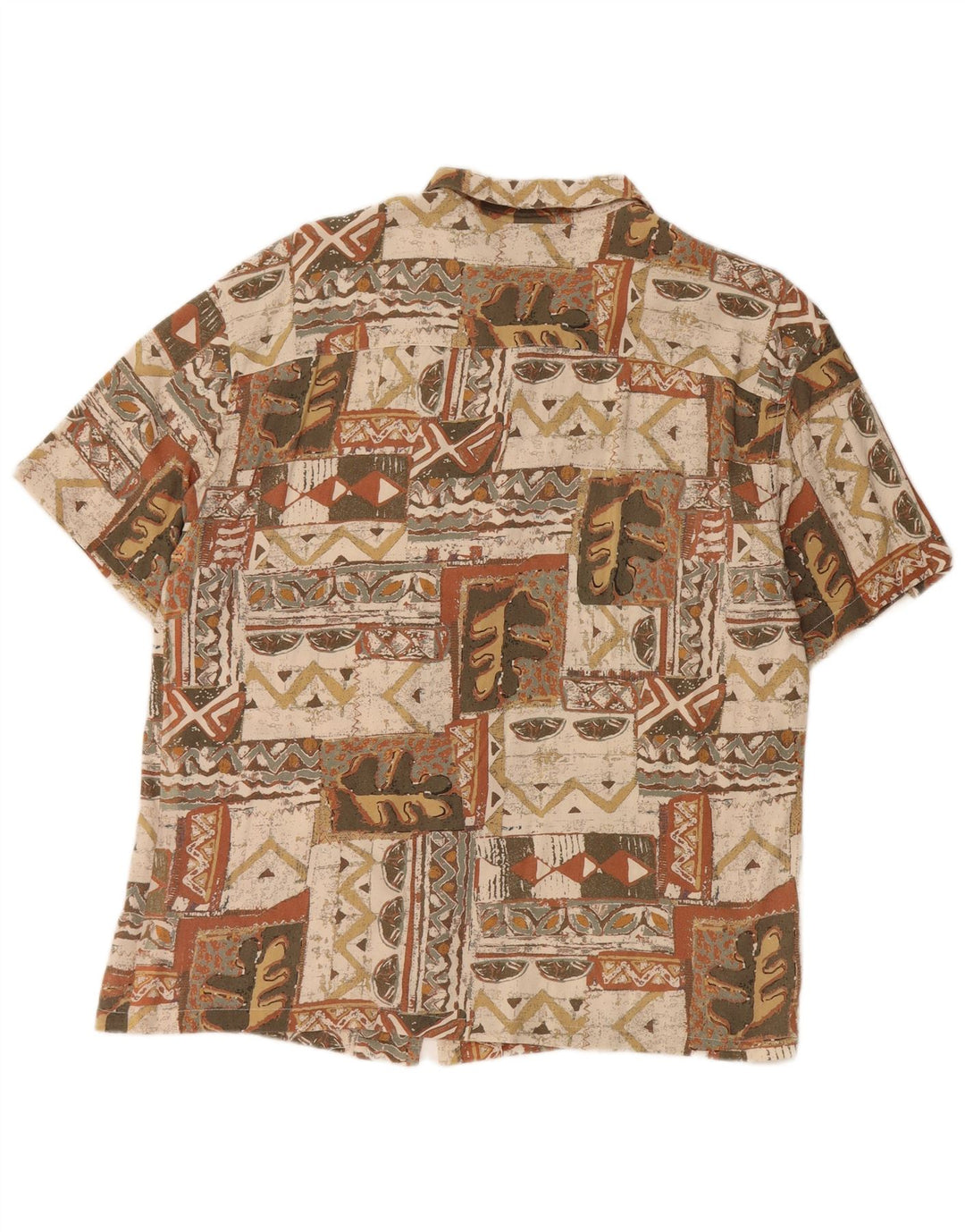 PULL & BEAR Mens Short Sleeve Shirt Size 38 Medium  Beige Patchwork