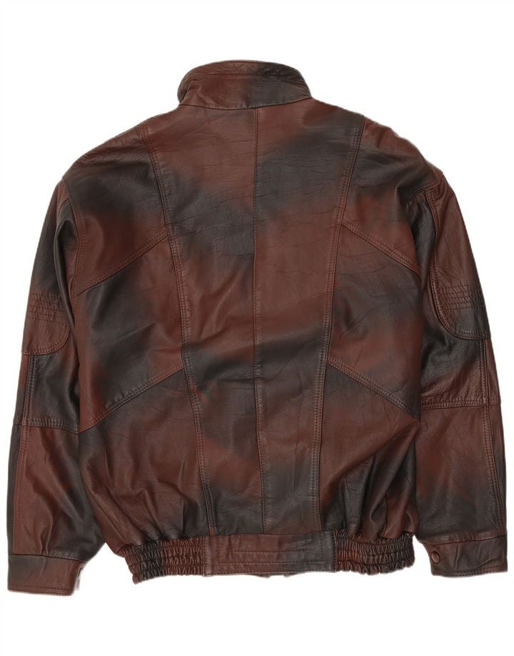VINTAGE Veste en cuir homme UK 40 Large Brown Tie Dye